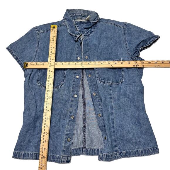 GAP Blue Jeans Vintage 100% Cotton Perfect Staple Piece Denim Top Size L - Picture 5 of 7